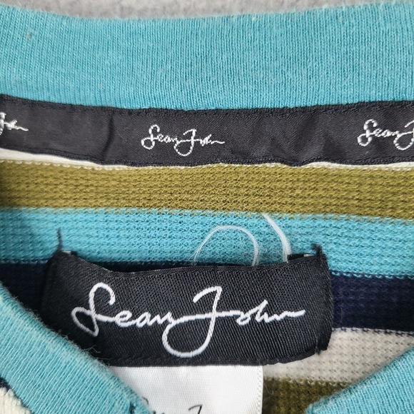 Sean Jean T-Shirt Mens XL Striped Thermal Waffle V Neck Short Sleeve Cotton - Picture 5 of 13